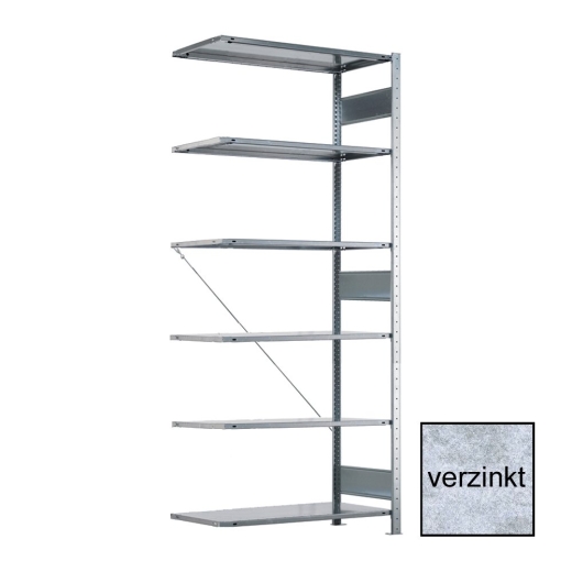 META CLIP Anbauregal 2500 x 1000 x 400 mm, 6 Böden, verzinkt