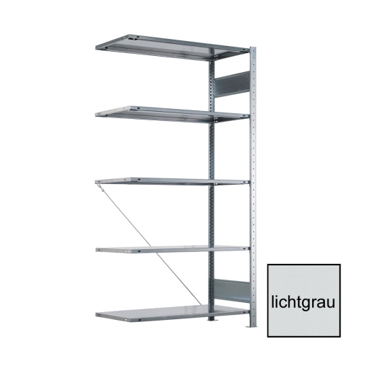 META CLIP Anbauregal 2000 x 1000 x 400 mm, 5 Böden, lichtgrau