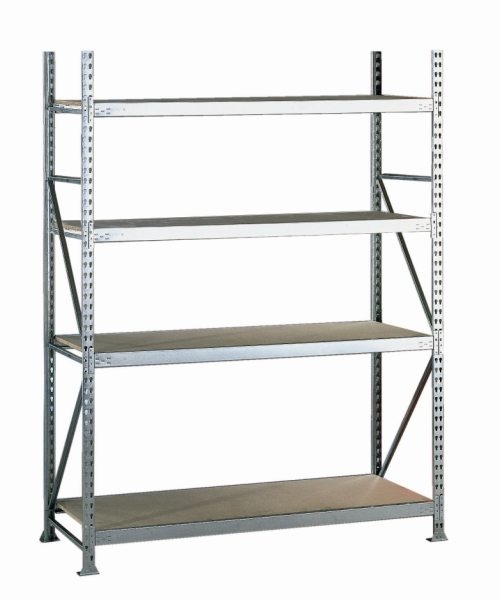 META MINI-RACK Grundregal 2500 x 1800 x 650 mm, 4 Ebenen, Spanplattenauflage