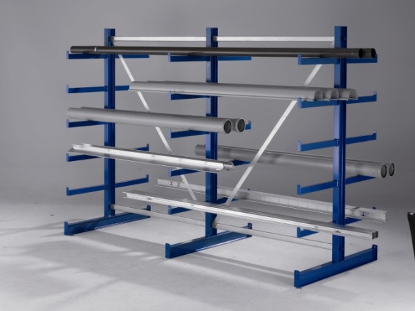 META ATLAS Kragarmregal 2000 x 4050 x 2x500 mm, 4 Ständer