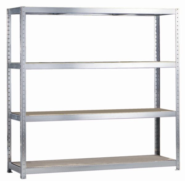 META SPEED-RACK Weitspannregal 2470 x 2500 x 800 mm, 4 Ebenen, Spanplattenböden