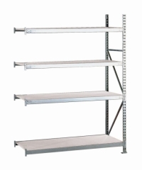 META MINI-RACK Anbauregal 2500 x 1800 x 650 mm, 4 Ebenen, Stahlpaneelauflage